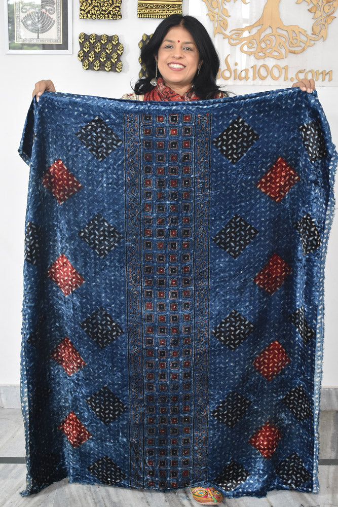 Ajrakh Velvet kurta fabric