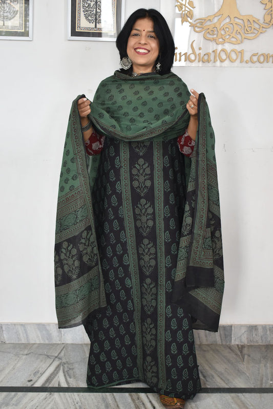 Bagh Hand Block Printed unstitched 3 pc Cotton suit fabric from MP