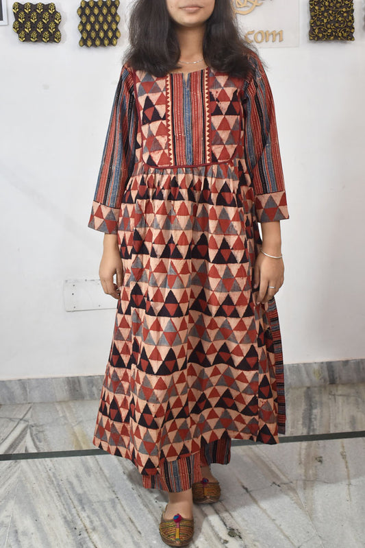 Designer Hand Block Printed Ajrakh cotton Kurta & Pant Sets - Size 38 to 46 ( all sizes)