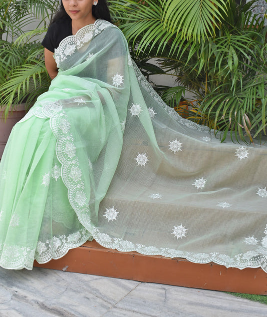 Elegant Faux Kota Saree with embroidery