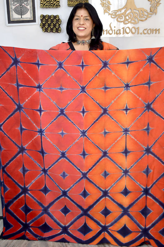 Stunning Hand Crafted Clamp Dyed Chanderi Kurta & cotton pant Unstitched sets