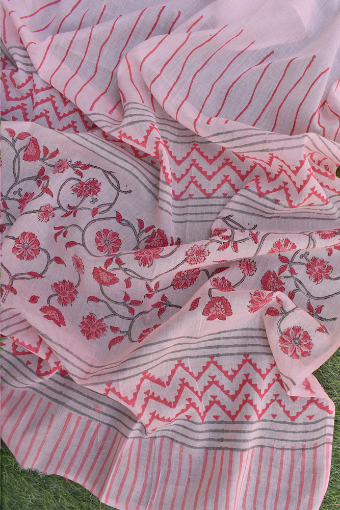 Hand Block Printed Soft Mul Cotton Dupatta