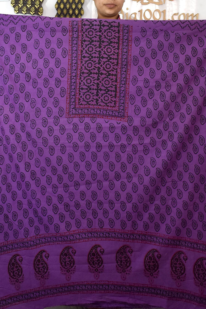 Designer Cotton Bagh Hand Block Print  Kurta Fabric - 2.9 - 2.8 mtrs cut