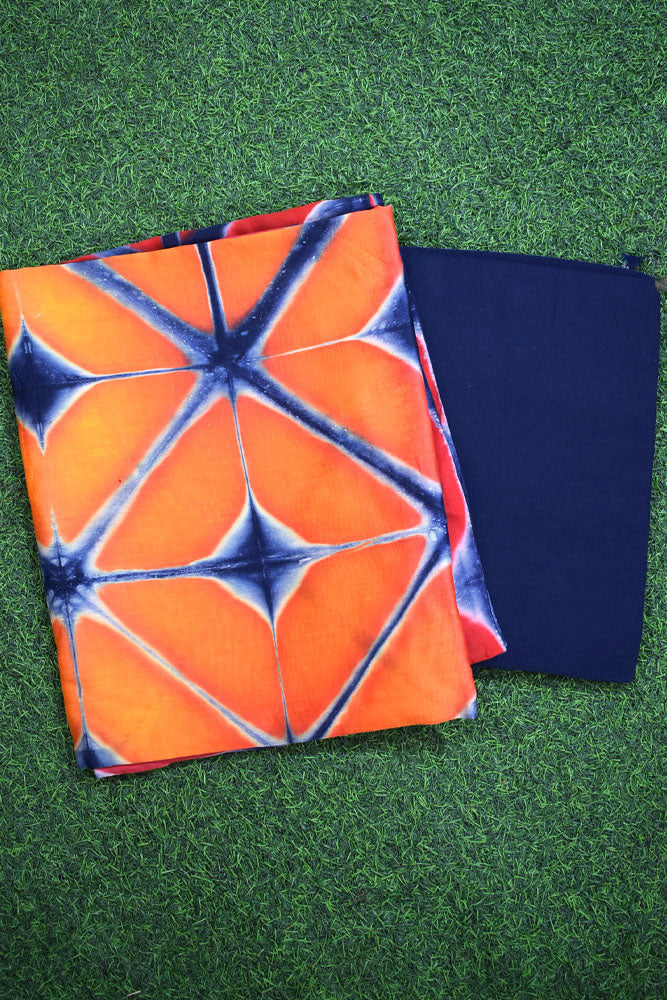 Stunning Hand Crafted Clamp Dyed Chanderi Kurta & cotton pant Unstitched sets