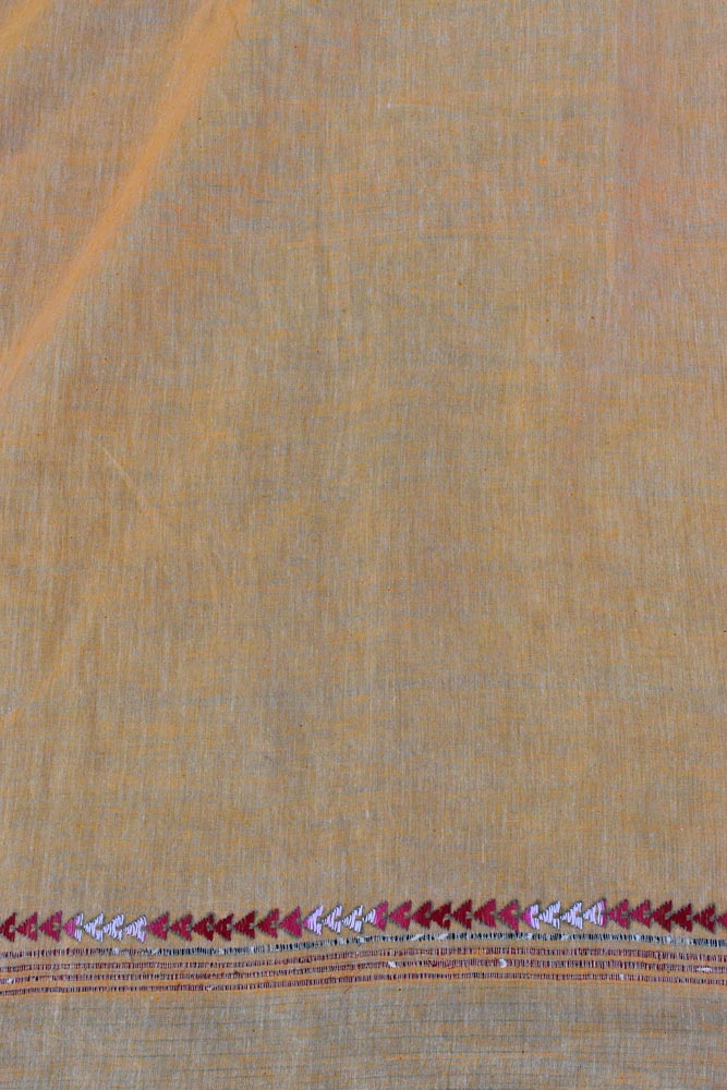 Elegant Handwoven Khesh Cotton Saree with Hand Kantha work