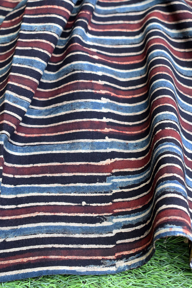 Ajrakh Hand Block Printed Cotton Cut ( blouse) Fabric