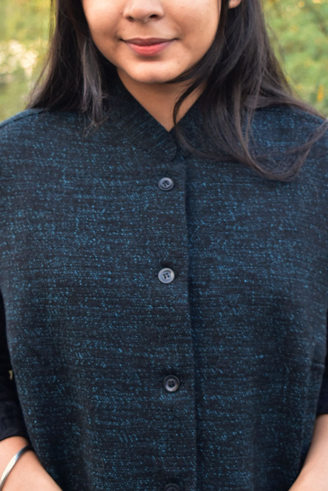 Handwoven Himalayan Wool Jacket with Satin silk inner lining - size 38, 40