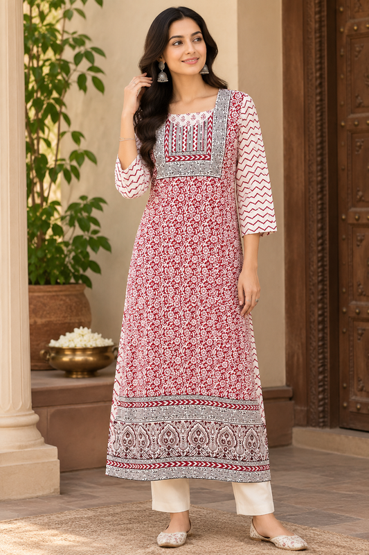 Beautiful Hand Block Printed Bagh cotton  Kurta - Size 40