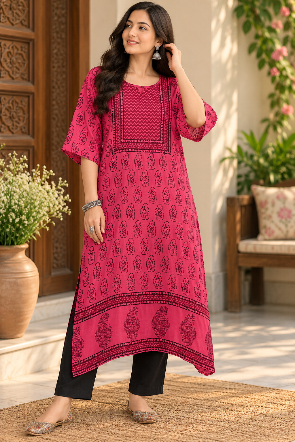 Beautiful bagh Modal Silk Kaftan kurta