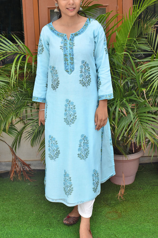 Beautiful Kota Doria Cotton Kurta stitched with lining  Size -  36, 38, 40, 42, 44