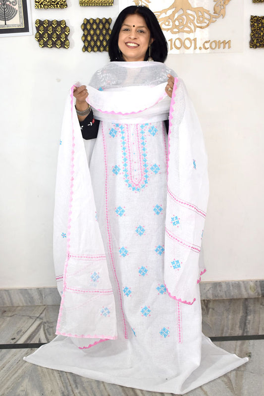 Elegant Kota Kurta & Dupatta set with Hand done Heavy Phool patti work & Cotton Bottom