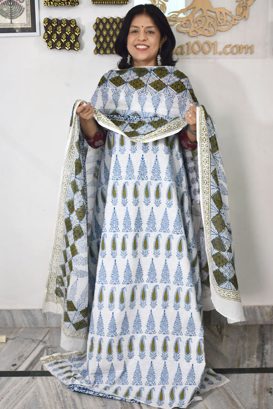 Bagh Hand Block Printed unstitched 3 pc Cotton suit fabric from MP