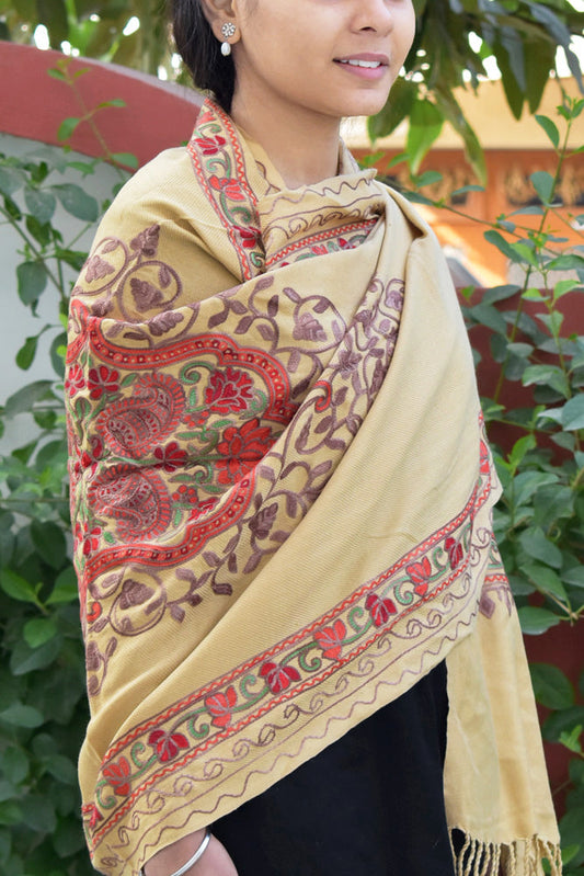 Beautiful Aari work Woolen stole