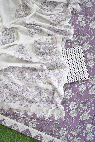 Embellished Cotton Blend Unstitched Suit With Pant Dupatta main image 1