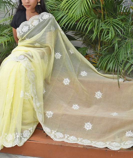 Elegant Faux Kota Saree with embroidery