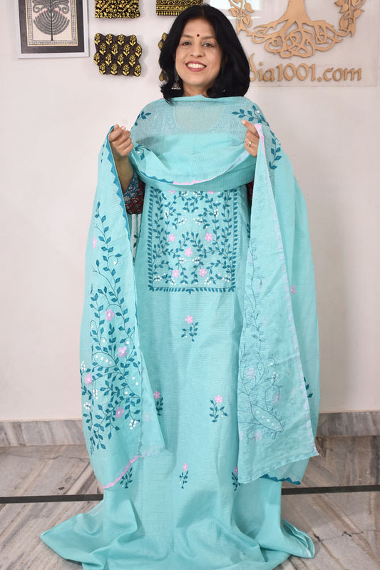 Elegant Kota Kurta & Dupatta set with Hand done Heavy Phool patti work