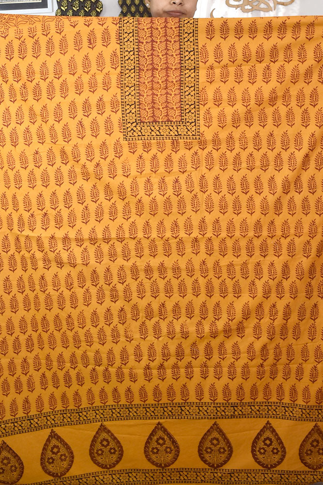 Designer Cotton Bagh Hand Block Print  Kurta Fabric - 2.9 - 2.8 mtrs cut