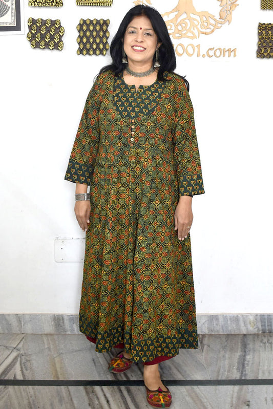 Designer Hand Block Printed Ajrakh cotton Kurta