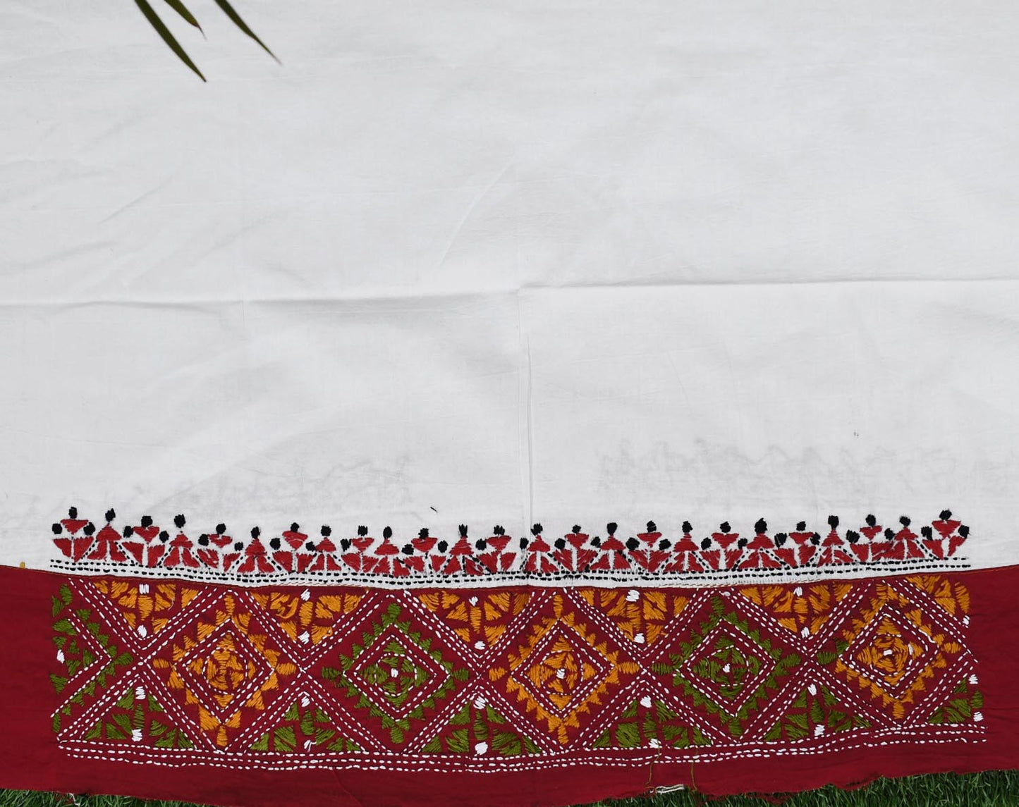 Cotton Blouse fabric with Bengal Kantha Hand Embroidery work