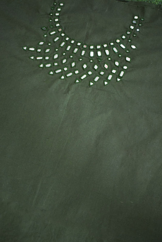 Handwoven cotton kurta fabric with Kutch Mirror work