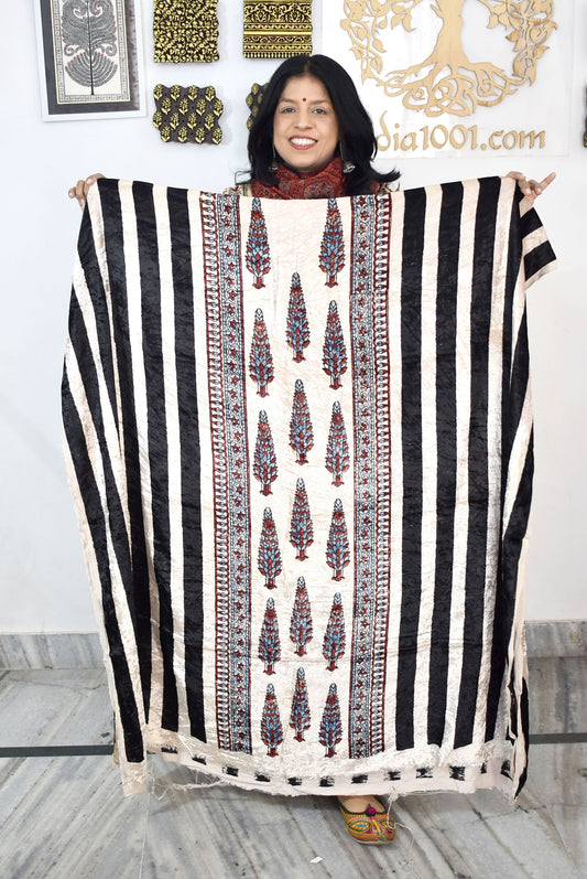 Ajrakh Velvet kurta fabric