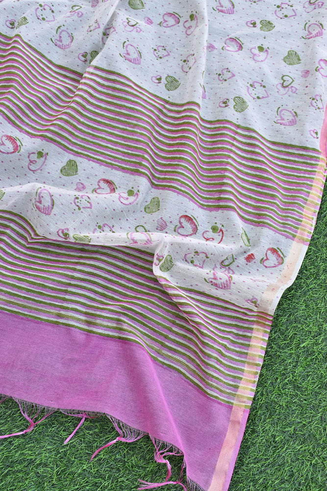 Eternal Embrace :  Hand Block Printed Chanderi Dupatta