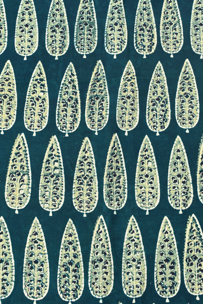 Ajrakh Hand Block Printed Cotton Fabric - 2.5 mtrs