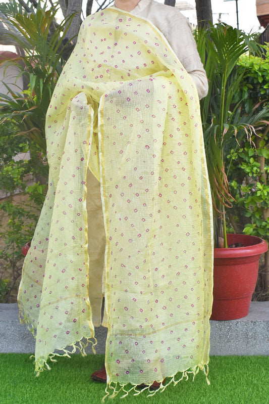 Hand Tie & Dye Bandhani Kota silk dupatta