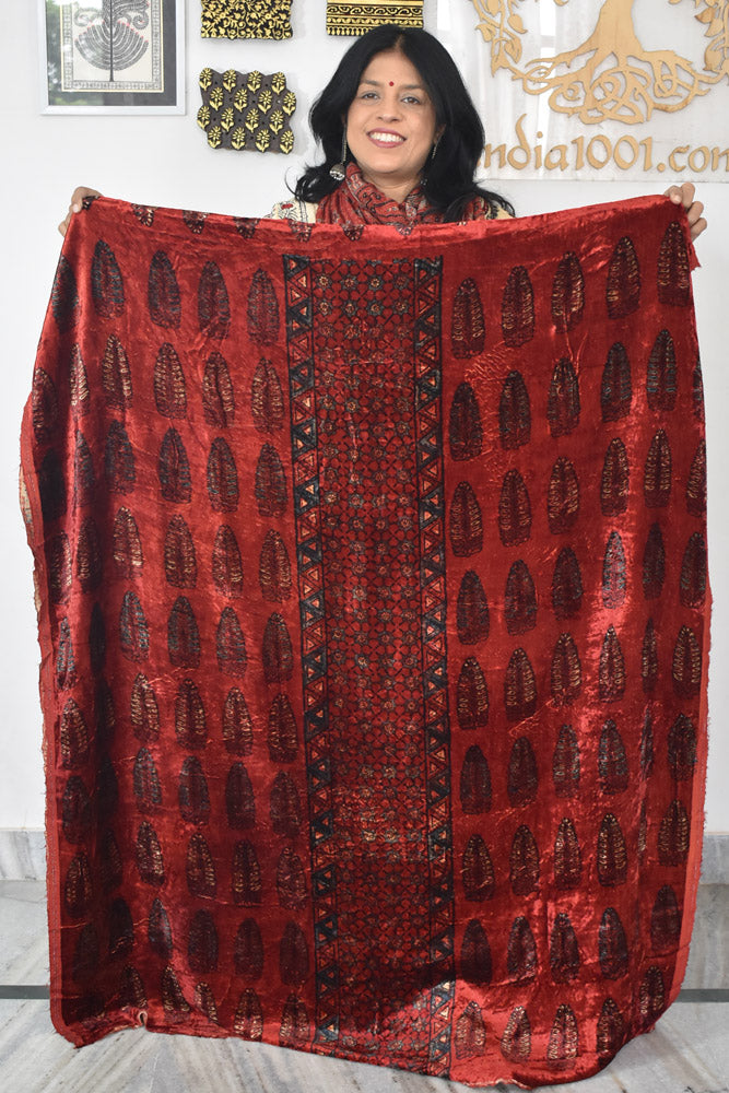 Ajrakh Velvet kurta fabric