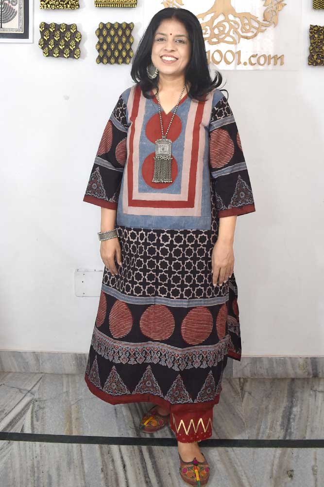 Designer Hand Block Printed Ajrakh cotton Kurta / Dress - Size 36 to 48( all sizes)