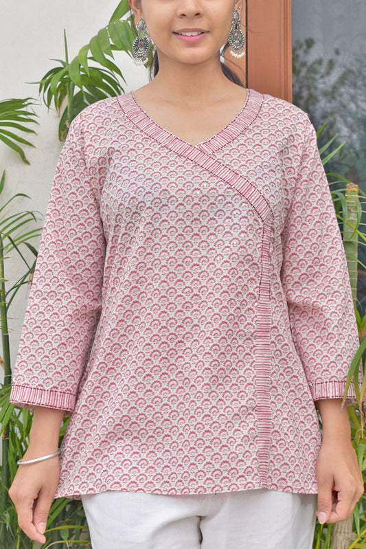 Block Printed Short Kurta with sequins Work  Size - 36