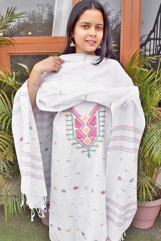 Bunaai: Beautiful Hand Woven Soft Cotton Jamdani Suit