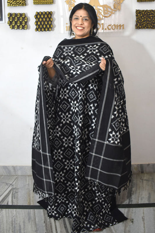 Handloom Cotton Pochampally Double Ikat Telia Rumal Dupatta & kurta set