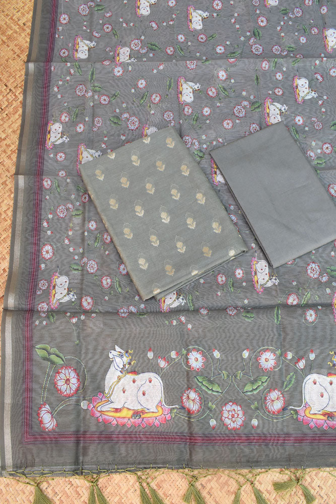 Beautiful Silk cotton Suit with Pichwai inspired Digital print dupatta
