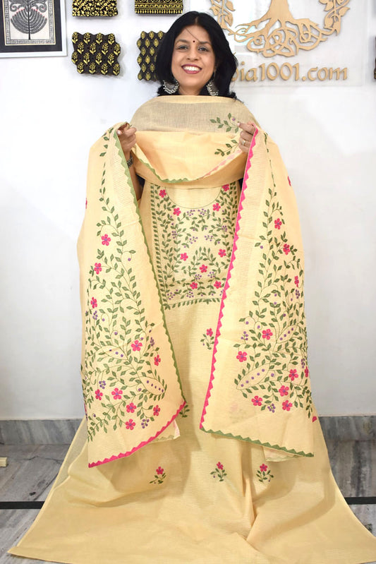 Elegant Kota Kurta & Dupatta set with Hand done Heavy Phool patti work