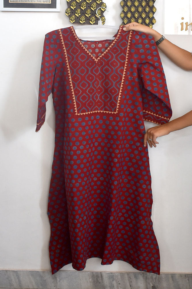Designer Ajrakh Hand Block Printed cotton Kurta