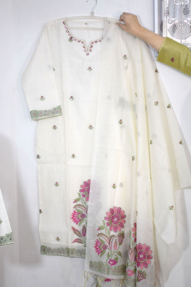 Beautiful  Banarasi Chanderi cotton silk stitched Suit with Woven Pichwai motifs size - 38 - 44