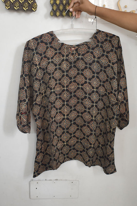 Beautiful Ajrakh Modal Silk Kaftan - 38 - 44