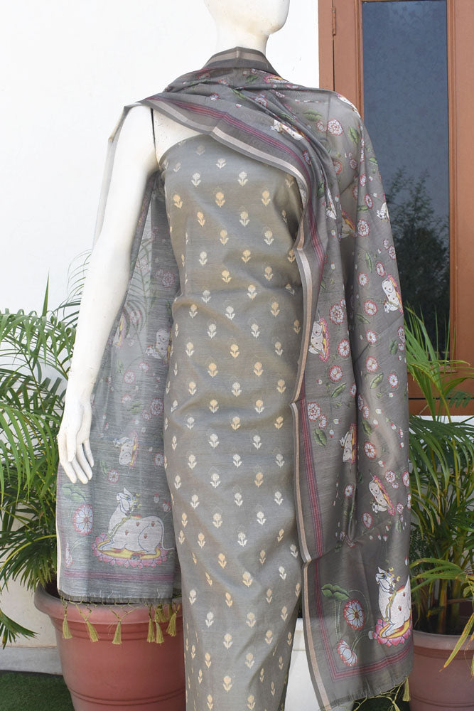 Beautiful Silk cotton Suit with Pichwai inspired Digital print dupatta