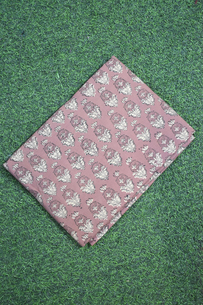 Beautiful Hand Block Printed Vanaspati Ajrakh Maheshwari Silk Cotton Unstitched suit fabric - 3 pc set