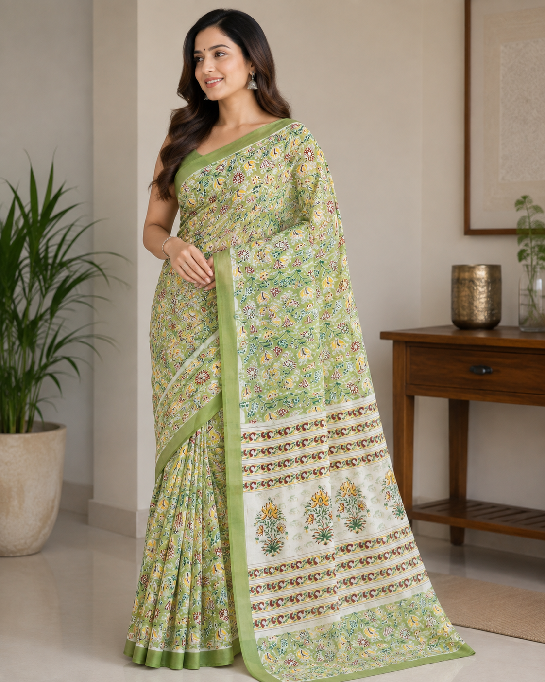 Elegant Hand Block Printed Georgette saree