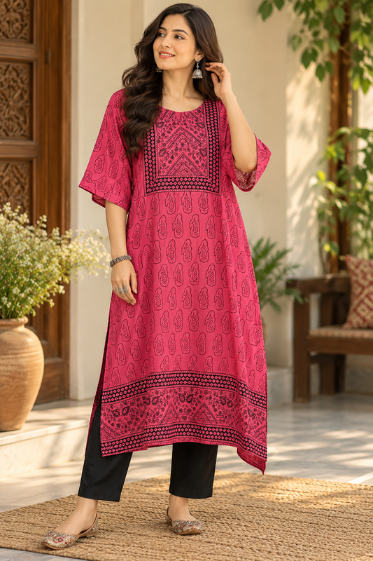 Beautiful bagh Modal Silk Kaftan kurta