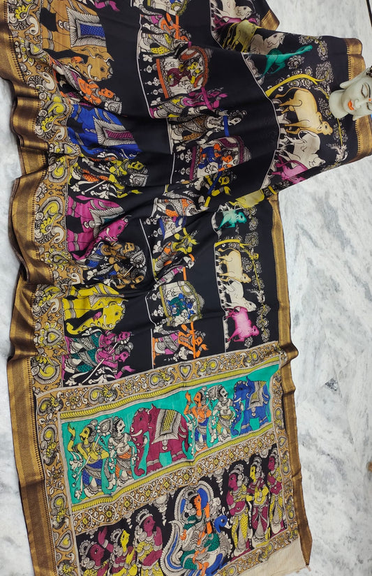 Gamini : Beautiful Bangalore Silk Cotton Pen Kalamkari Saree