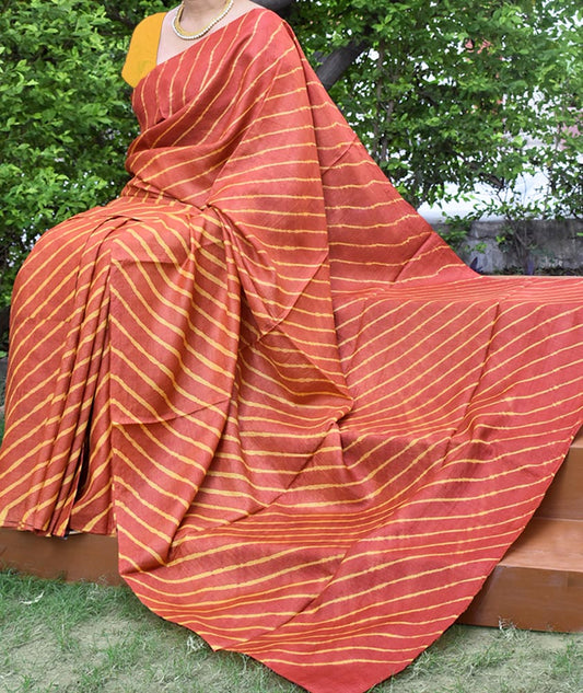 Beautiful Handcrafted Leheriya Tussar Silk Saree