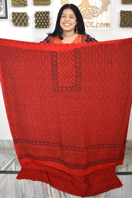 Beautiful Bagh Crepe Hand Block Print Fabric