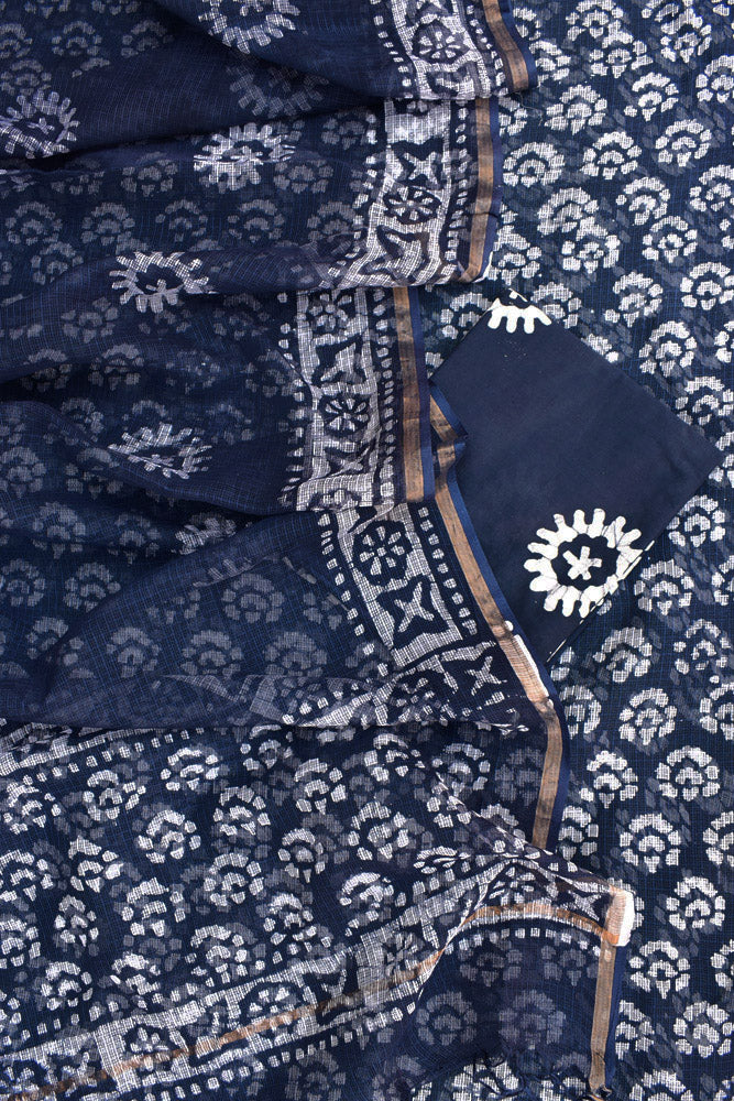 Beautiful Kota Doria cotton suit with Batik Work