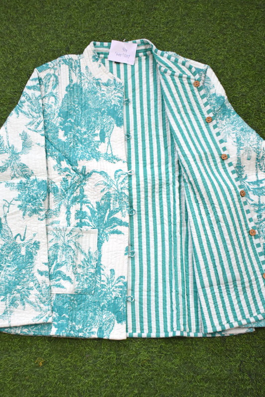 Block Print Quilted Reversible cotton jacket - Size  36-46