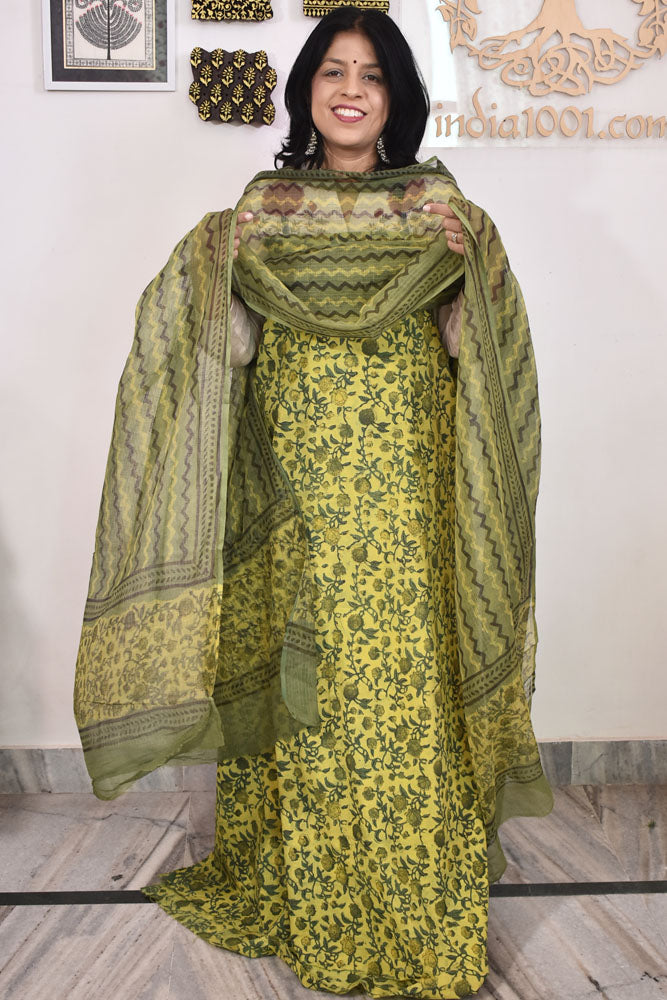 Beautiful Vanaspathi Ajrakh Pure cotton suit with Kota Doria dupatta