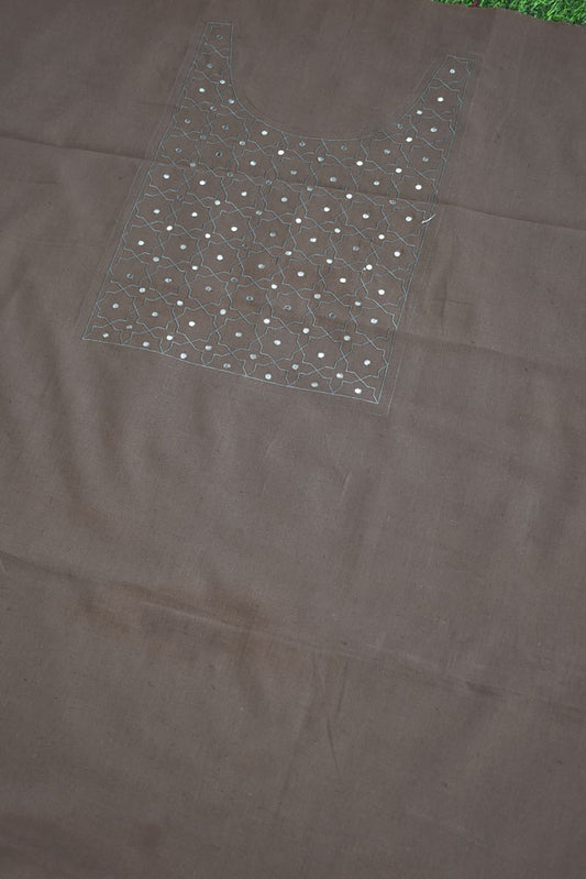 Elegant Cotton Kurta fabric with Embroidery - 2.6 - 2.7 mtrs