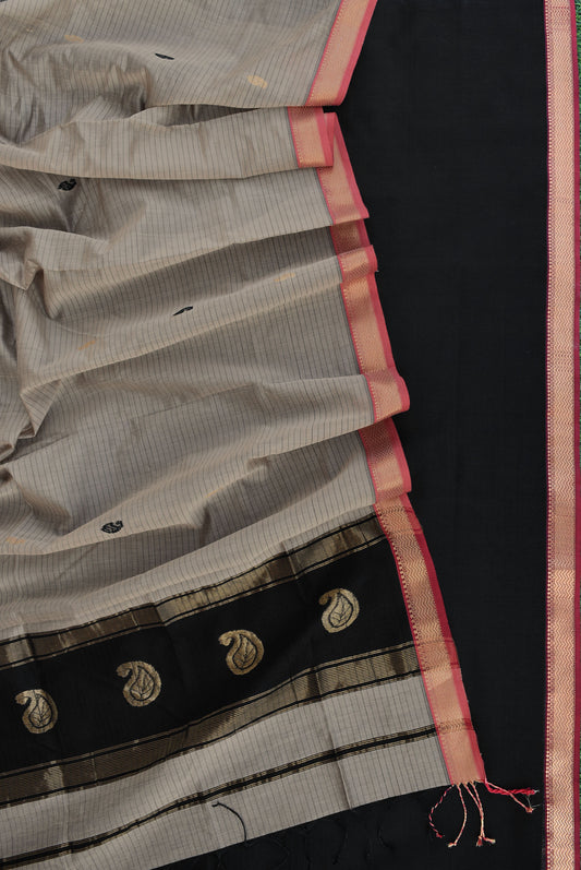 Elegant Handwoven Pure Maheshwari Silk cotton kurta fabric & dupatta set with Paisley Motif Dupatta